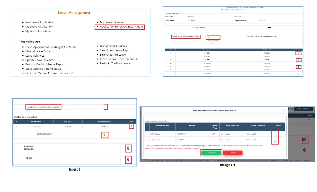 Railway Employee Leave Encashment Process