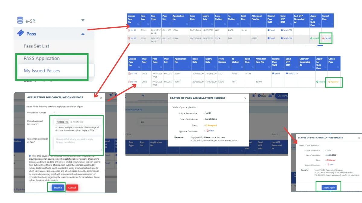 Railway Pass Cancellation Process